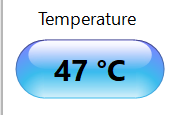Crop of the current temperature display showing 47 degrees Celsius.